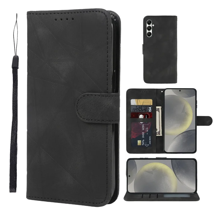 Skin Feel Geometric Lines Leather Phone Case, For Samsung Galaxy S24 / S25 5G, For Samsung Galaxy S24+ / S25+ 5G, For Samsung Galaxy S24 FE 5G