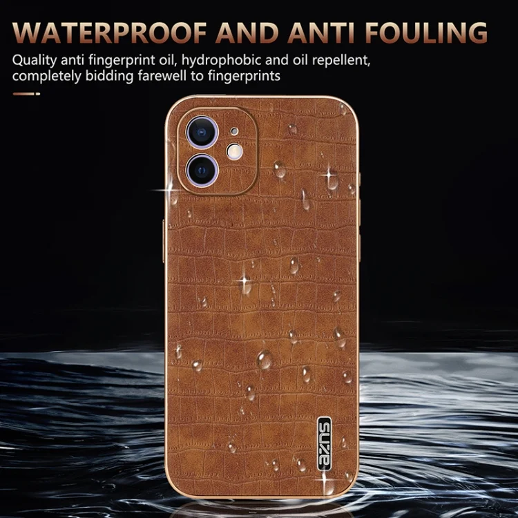 EDA006586301A_6.webp AZNS Electroplated Frame Crocodile Texture Full Coverage Phone Case, For iPhone 11, For iPhone 11 Pro - Image 7