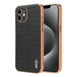 AZNS Electroplated Frame Crocodile Texture Full Coverage Phone Case, For iPhone 12, For iPhone 12 Pro Max, For iPhone 12 Pro, For iPhone 11 Pro Max