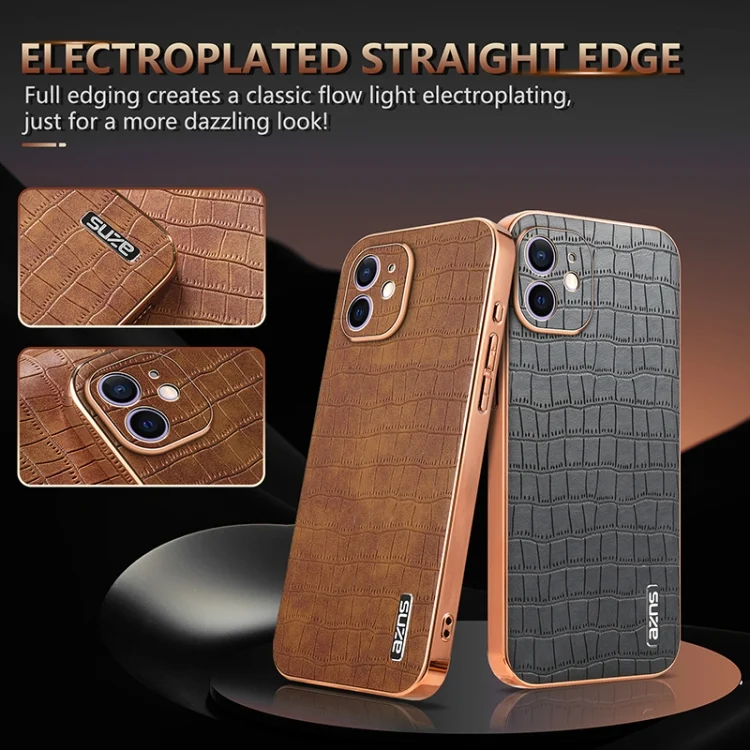 EDA006586304A_2.webp AZNS Electroplated Frame Crocodile Texture Full Coverage Phone Case, For iPhone 12, For iPhone 12 Pro Max, For iPhone 12 Pro, For iPhone 11 Pro Max - Image 3