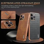 AZNS Electroplated Frame Crocodile Texture Full Coverage Phone Case, For iPhone 14 Pro Max, For iPhone 13 Pro Max, For iPhone 13 Pro, For iPhone 13 - Image 3