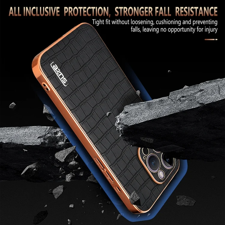 EDA006586313A_3.webp AZNS Electroplated Frame Crocodile Texture Full Coverage Phone Case, For iPhone 14 Pro Max, For iPhone 13 Pro Max, For iPhone 13 Pro, For iPhone 13 - Image 4