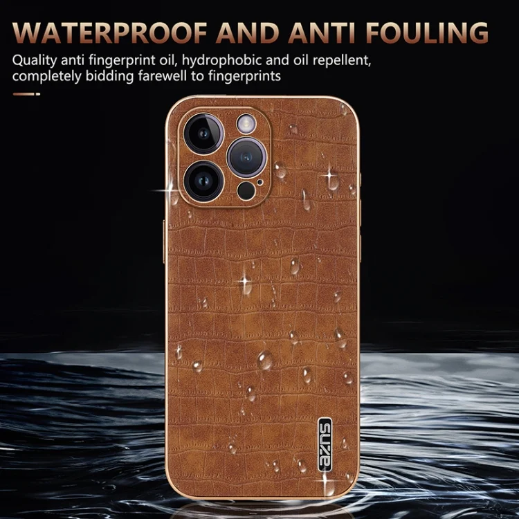EDA006586313A_6.webp AZNS Electroplated Frame Crocodile Texture Full Coverage Phone Case, For iPhone 14 Pro Max, For iPhone 13 Pro Max, For iPhone 13 Pro, For iPhone 13 - Image 7