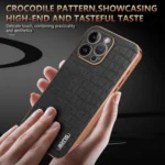 AZNS Electroplated Frame Crocodile Texture Full Coverage Phone Case, For iPhone 14 Pro Max, For iPhone 13 Pro Max, For iPhone 13 Pro, For iPhone 13 - Image 8