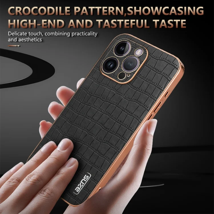 EDA006586313A_7.webp AZNS Electroplated Frame Crocodile Texture Full Coverage Phone Case, For iPhone 14 Pro Max, For iPhone 13 Pro Max, For iPhone 13 Pro, For iPhone 13 - Image 8