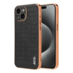 AZNS Electroplated Frame Crocodile Texture Full Coverage Phone Case, For iPhone 15, For iPhone 14 Plus, For iPhone 14, For iPhone 14 Pro
