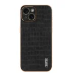 AZNS Electroplated Frame Crocodile Texture Full Coverage Phone Case, For iPhone 15, For iPhone 14 Plus, For iPhone 14, For iPhone 14 Pro - Image 2
