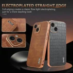 AZNS Electroplated Frame Crocodile Texture Full Coverage Phone Case, For iPhone 15, For iPhone 14 Plus, For iPhone 14, For iPhone 14 Pro - Image 3