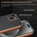 AZNS Electroplated Frame Crocodile Texture Full Coverage Phone Case, For iPhone 15, For iPhone 14 Plus, For iPhone 14, For iPhone 14 Pro - Image 6