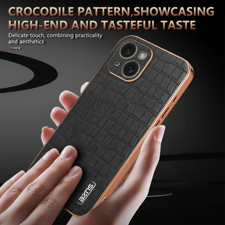 EDA006586314A_7.webp AZNS Electroplated Frame Crocodile Texture Full Coverage Phone Case, For iPhone 15, For iPhone 14 Plus, For iPhone 14, For iPhone 14 Pro - Image 8