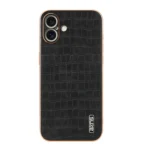AZNS Electroplated Frame Crocodile Texture Full Coverage Phone Case, For iPhone 16, For iPhone 15 Pro Max, For iPhone 15 Pro, For iPhone 15 Plus - Image 2