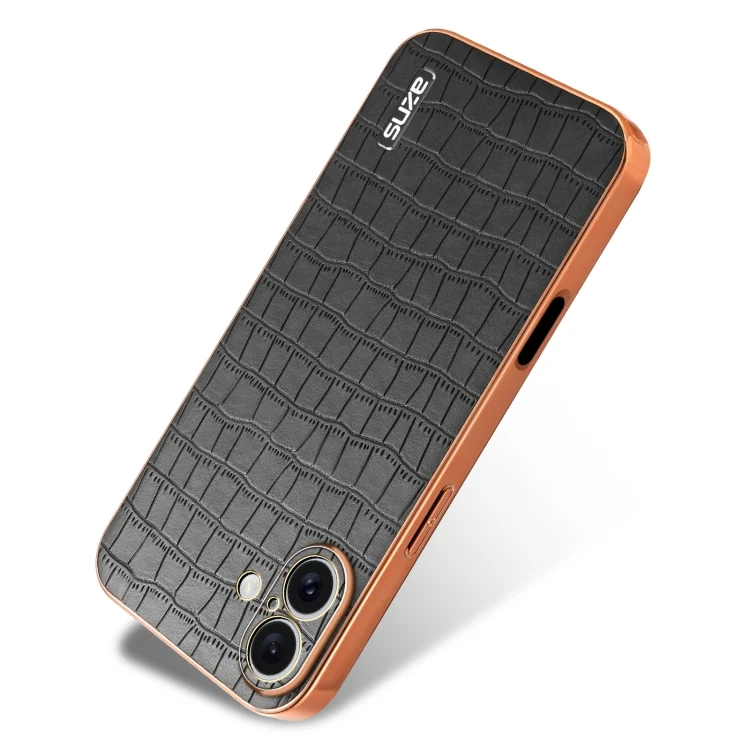 EDA006586321A_2.webp AZNS Electroplated Frame Crocodile Texture Full Coverage Phone Case, For iPhone 16, For iPhone 15 Pro Max, For iPhone 15 Pro, For iPhone 15 Plus - Image 3