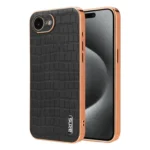 AZNS Electroplated Frame Crocodile Texture Full Coverage Phone Case, For iPhone 16e, For iPhone 16 Pro Max, For iPhone 16 Pro, For iPhone 16 Plus