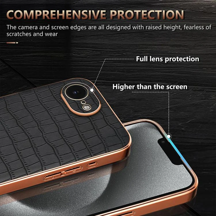 EDA006586322A_4.webp AZNS Electroplated Frame Crocodile Texture Full Coverage Phone Case, For iPhone 16e, For iPhone 16 Pro Max, For iPhone 16 Pro, For iPhone 16 Plus - Image 5