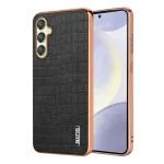AZNS Electroplated Frame Crocodile Texture Full Coverage Phone Case, For Samsung Galaxy A25, For Samsung Galaxy A55, For Samsung Galaxy A35, For Samsung Galaxy S24 Ultra 5G