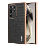 AZNS Electroplated Frame Crocodile Texture Full Coverage Phone Case, For Samsung Galaxy S23 Ultra 5G, For Samsung Galaxy S22 Ultra 5G