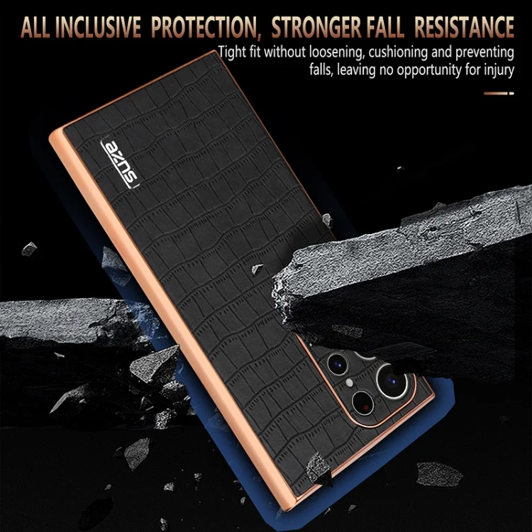 EDA006586510A_3.webp AZNS Electroplated Frame Crocodile Texture Full Coverage Phone Case, For Samsung Galaxy S23 Ultra 5G, For Samsung Galaxy S22 Ultra 5G - Image 4