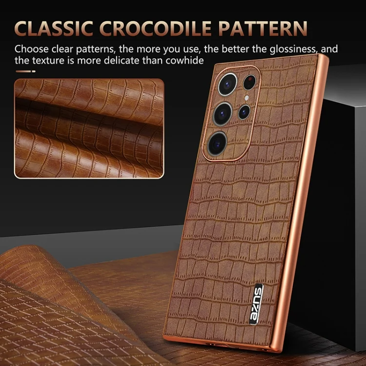 EDA006586510A_4.webp AZNS Electroplated Frame Crocodile Texture Full Coverage Phone Case, For Samsung Galaxy S23 Ultra 5G, For Samsung Galaxy S22 Ultra 5G - Image 5