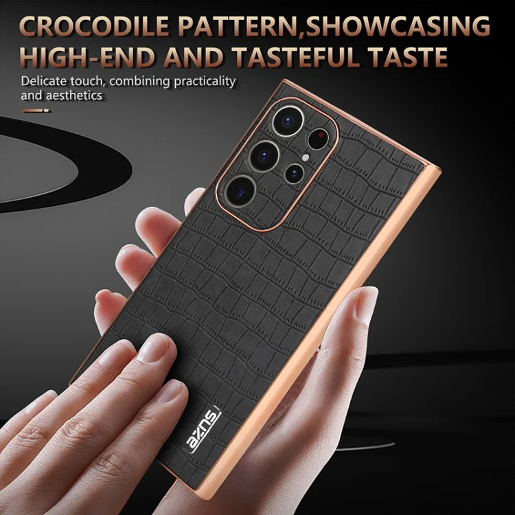 EDA006586510A_7.webp AZNS Electroplated Frame Crocodile Texture Full Coverage Phone Case, For Samsung Galaxy S23 Ultra 5G, For Samsung Galaxy S22 Ultra 5G - Image 8