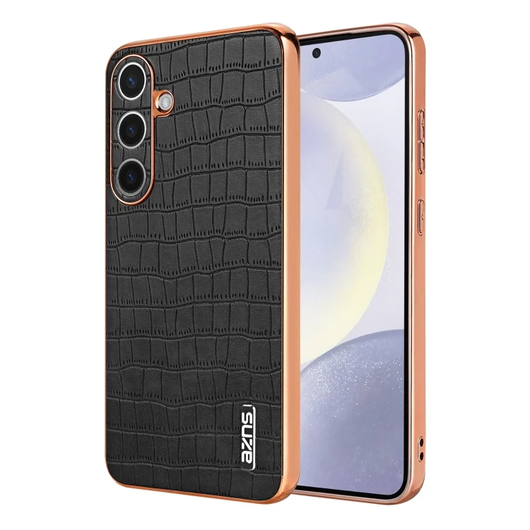 AZNS Electroplated Frame Crocodile Texture Full Coverage Phone Case, For Samsung Galaxy S24+ 5G, For Samsung Galaxy S24 5G, For Samsung Galaxy A15, For Samsung Galaxy A05s / M14