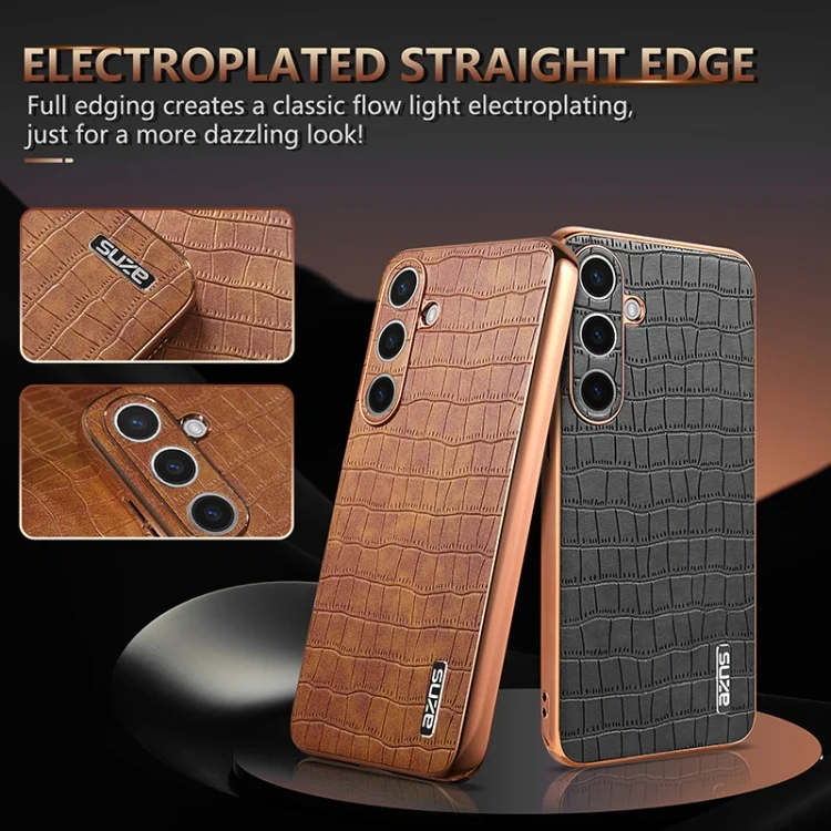 EDA006586513A_2.webp AZNS Electroplated Frame Crocodile Texture Full Coverage Phone Case, For Samsung Galaxy S24+ 5G, For Samsung Galaxy S24 5G, For Samsung Galaxy A15, For Samsung Galaxy A05s / M14 - Image 3