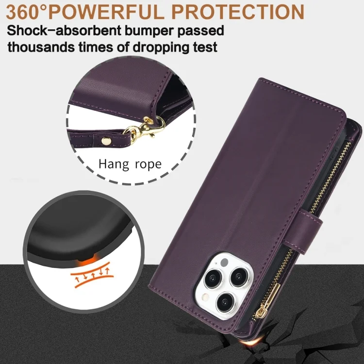 EDA006618422A_5.webp YM016 Rhombic Zipper Card Wallet Leather Phone Case with Lanyard, For iPhone XS Max, For iPhone 8 Plus / 7 Plus - Image 6