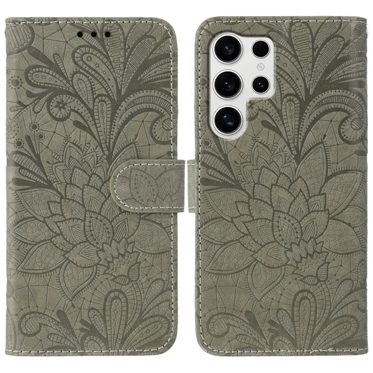 Lace Flower Embossing Flip Leather Phone Case, For Samsung Galaxy S25 Ultra 5G, For Samsung Galaxy S24 Ultra 5G, For Samsung Galaxy S21