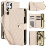 YM016 Rhombic Zipper Card Wallet Leather Phone Case with Lanyard, For Samsung Galaxy S24 Ultra 5G