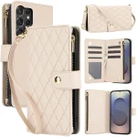 YM016 Rhombic Zipper Card Wallet Leather Phone Case with Lanyard, For Samsung Galaxy S25 Ultra 5G, For Samsung Galaxy S24 FE 5G