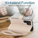 YM016 Rhombic Zipper Card Wallet Leather Phone Case with Lanyard, For Samsung Galaxy S25 Ultra 5G, For Samsung Galaxy S24 FE 5G - Image 4