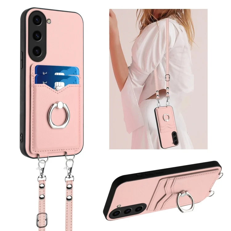 R20 Crossbody Rope Ring Card Holder Phone Case, For Samsung Galaxy S23 5G, For Samsung Galaxy S20 FE, For Samsung Galaxy S22 Ultra 5G