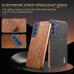 AZNS Electroplated Frame Crocodile Texture Full Coverage Phone Case, For Samsung Galaxy S21 FE 5G - Image 3