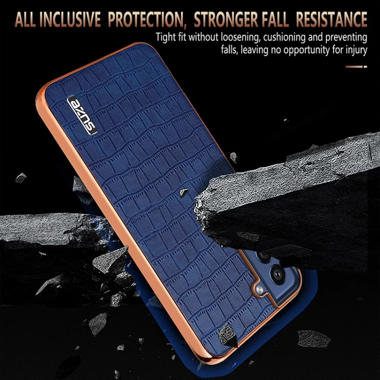 EDA006668701A_3.webp AZNS Electroplated Frame Crocodile Texture Full Coverage Phone Case, For Samsung Galaxy S21 FE 5G - Image 4