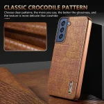 AZNS Electroplated Frame Crocodile Texture Full Coverage Phone Case, For Samsung Galaxy S21 FE 5G - Image 5