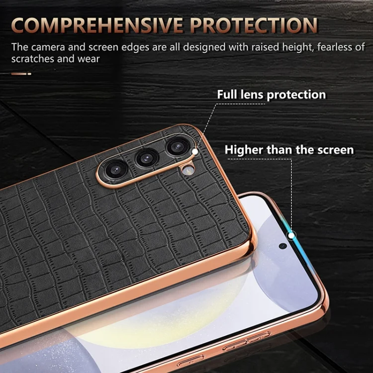 EDA006668705A_4.webp AZNS Electroplated Frame Crocodile Texture Full Coverage Phone Case, For Samsung Galaxy S23+ 5G, For Samsung Galaxy S23 5G, For Samsung Galaxy S22+ 5G, For Samsung Galaxy S22 5G - Image 5