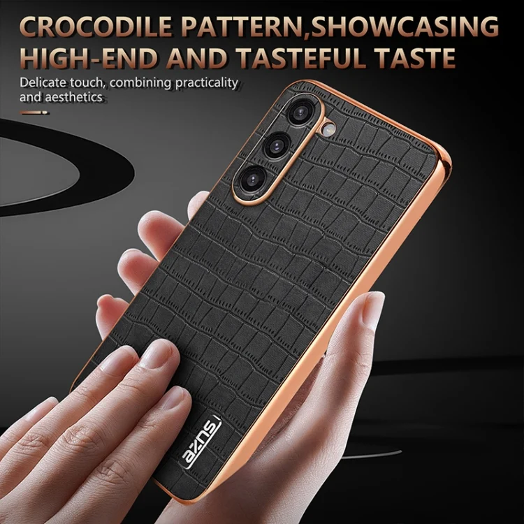 EDA006668705A_6.webp AZNS Electroplated Frame Crocodile Texture Full Coverage Phone Case, For Samsung Galaxy S23+ 5G, For Samsung Galaxy S23 5G, For Samsung Galaxy S22+ 5G, For Samsung Galaxy S22 5G - Image 7