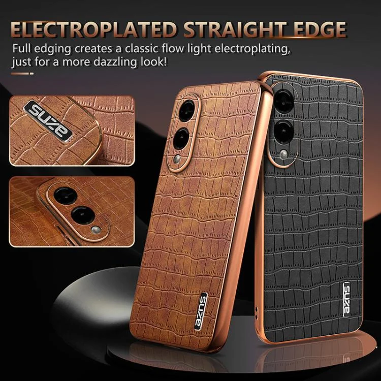EDA006668709A_2.webp AZNS Electroplated Frame Crocodile Texture Full Coverage Phone Case, For Samsung Galaxy S25 Edge 5G, For Samsung Galaxy S25 5G, For Samsung Galaxy S25+ 5G, For Samsung Galaxy S25 Ultra 5G - Image 3
