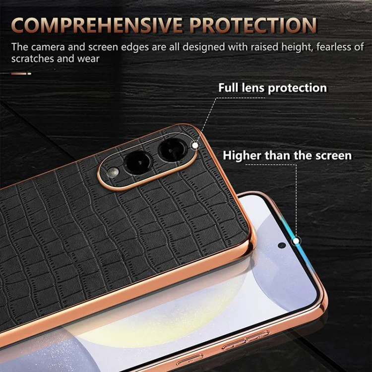 EDA006668709A_4.webp AZNS Electroplated Frame Crocodile Texture Full Coverage Phone Case, For Samsung Galaxy S25 Edge 5G, For Samsung Galaxy S25 5G, For Samsung Galaxy S25+ 5G, For Samsung Galaxy S25 Ultra 5G - Image 5