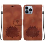 Lotus Embossed Leather Phone Case, For iPhone 13 Pro, For iPhone 13, For iPhone 12 / 12 Pro