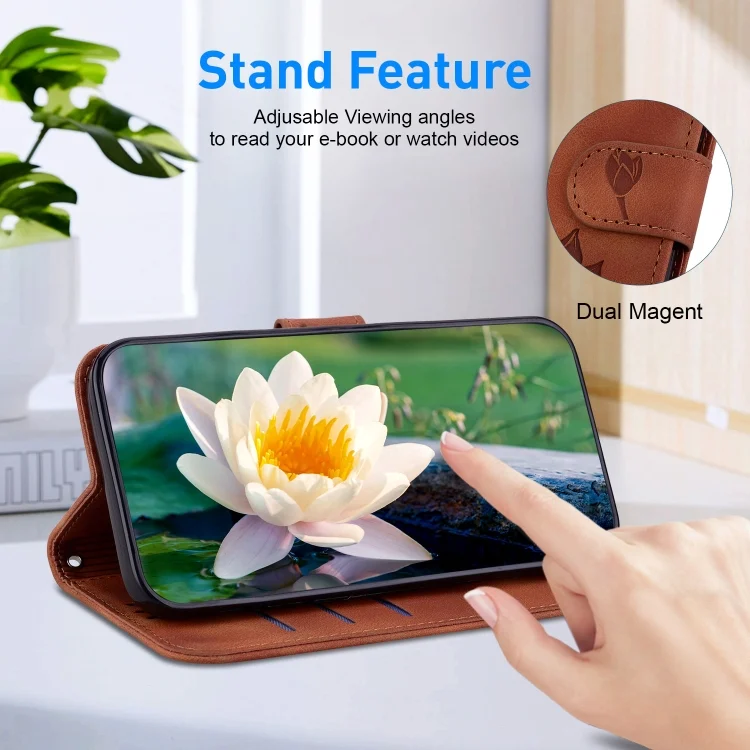 EDA006679611A_4.webp Lotus Embossed Leather Phone Case, For iPhone 13 Pro, For iPhone 13, For iPhone 12 / 12 Pro - Image 5