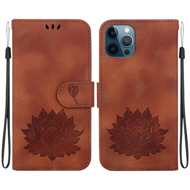 Lotus Embossed Leather Phone Case, For iPhone 12 Pro Max, For iPhone 11, For iPhone XR