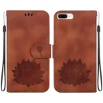Lotus Embossed Leather Phone Case, For iPhone 8 Plus / 7 Plus