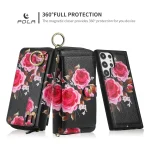POLA Flower Multi-functional Zipper Wallet Leather Phone Case, For Samsung Galaxy S23+ 5G, For Samsung Galaxy S23 5G, For Samsung Galaxy S22 Ultra 5G, For Samsung Galaxy S22+ 5G - Image 4