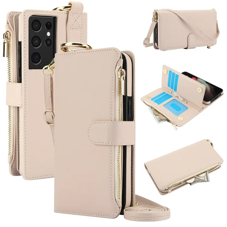 Crossbody Ring Multifunctional Wallet Leather Phone Case, For Samsung Galaxy S21 Ultra 5G