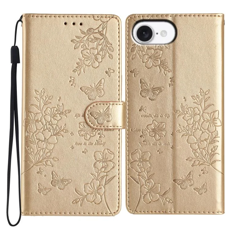 Butterflies and Flowers Leather Phone Case, For iPhone 16e, For iPhone 16 Pro Max, For iPhone 16 Pro