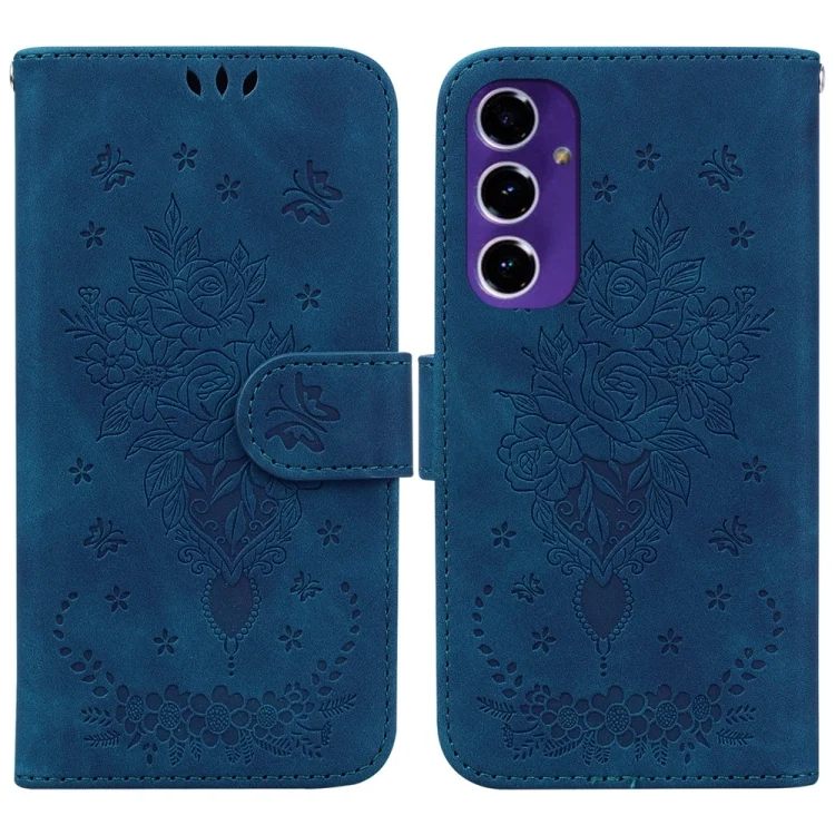 Butterfly Rose Embossed Leather Phone Case, For Samsung Galaxy S24 FE 5G