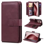 Multi-Function Wallet 10 Card Slots Leather Phone Case, For iPhone 16 Pro, For iPhone 16 Plus, For iPhone 16