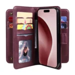 Multi-Function Wallet 10 Card Slots Leather Phone Case, For iPhone 16 Pro, For iPhone 16 Plus, For iPhone 16 - Image 6