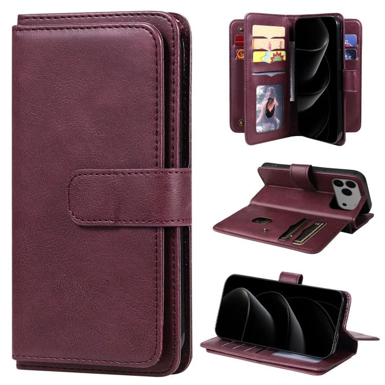 EDA006838906A.webp Multi-Function Wallet 10 Card Slots Leather Phone Case, For iPhone 17 Pro Max, For iPhone 17 Pro, For iPhone 17 - Image 1