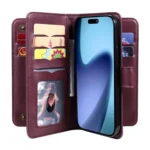 Multi-Function Wallet 10 Card Slots Leather Phone Case, For iPhone 17 Air, iPhone 16e, For iPhone 16 Pro Max - Image 7